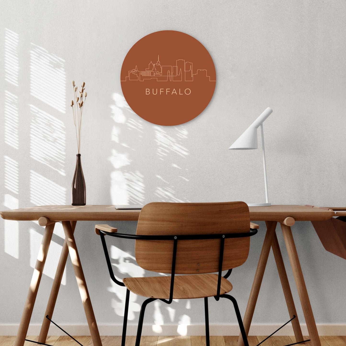 Modern Minimalist New York Buffalo Skyline | Wood Sign | Eaches | Min 1