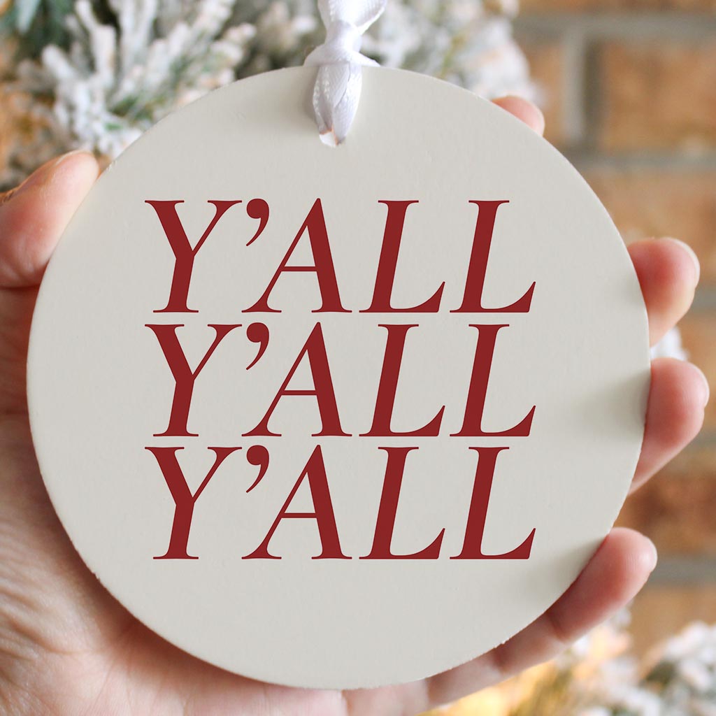 Modern Minimalist Texas Colors Yall | Wood Ornament | Eaches | Min 6
