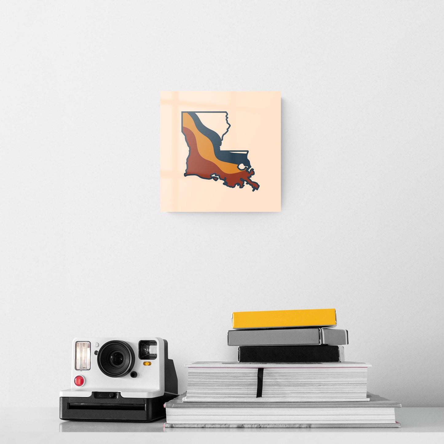 Modern Minimalist Louisiana Retro State Shape | Hi-Def Glass Art | Eaches | Min 2