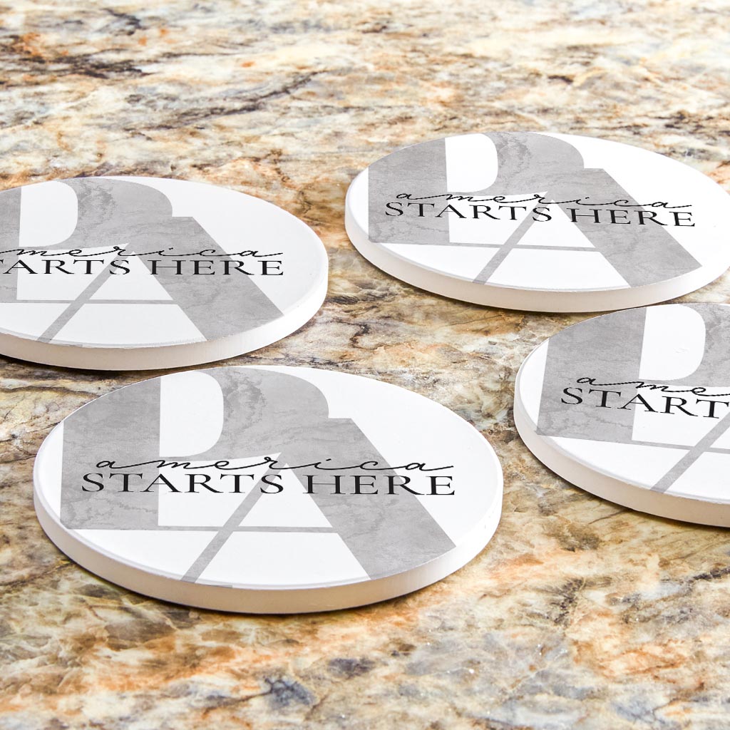 Minimalistic B&W Pennsylvania America Quip | Absorbent Coasters | Set of 4 | Min 2