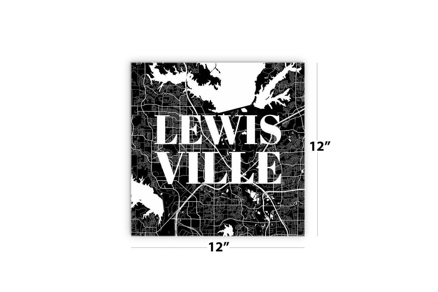 Minimalistic B&W Texas Lewisville Map | Wood Sign | Eaches | Min 2