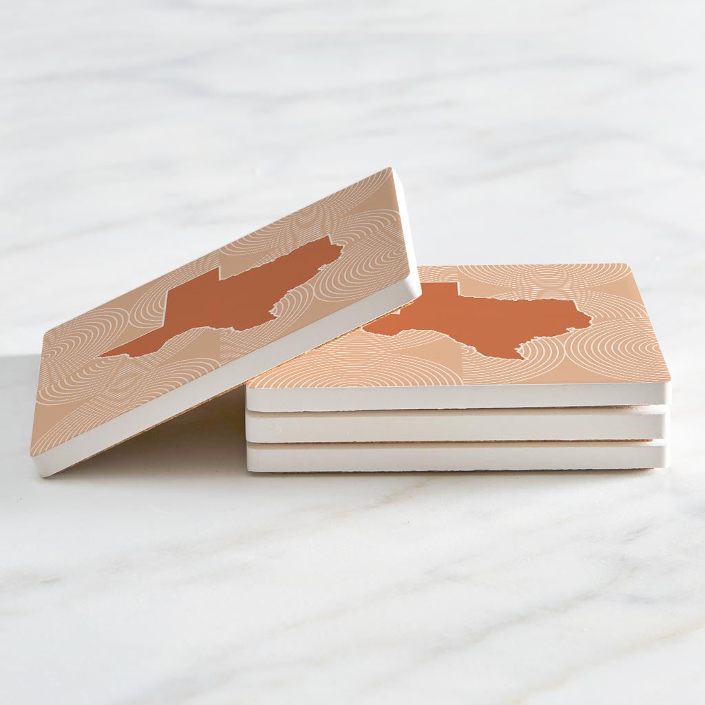 Modern Minimalist Texas State Shape With Pattern | Absorbent Coasters | Set of 4 | Min 2