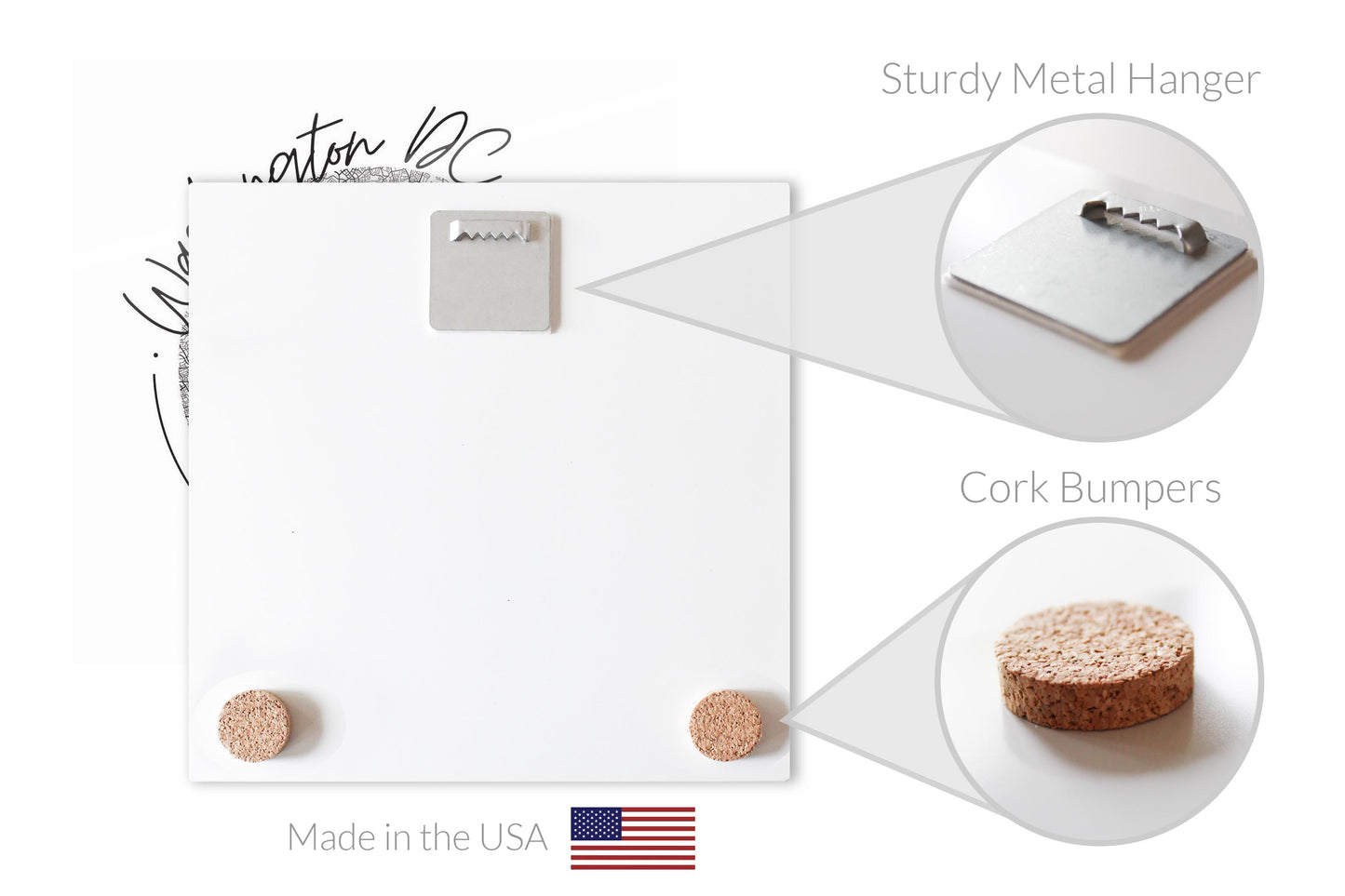 Minimalistic B&W Washington Dc Circle Map | Hi-Def Glass Art | Eaches | Min 1