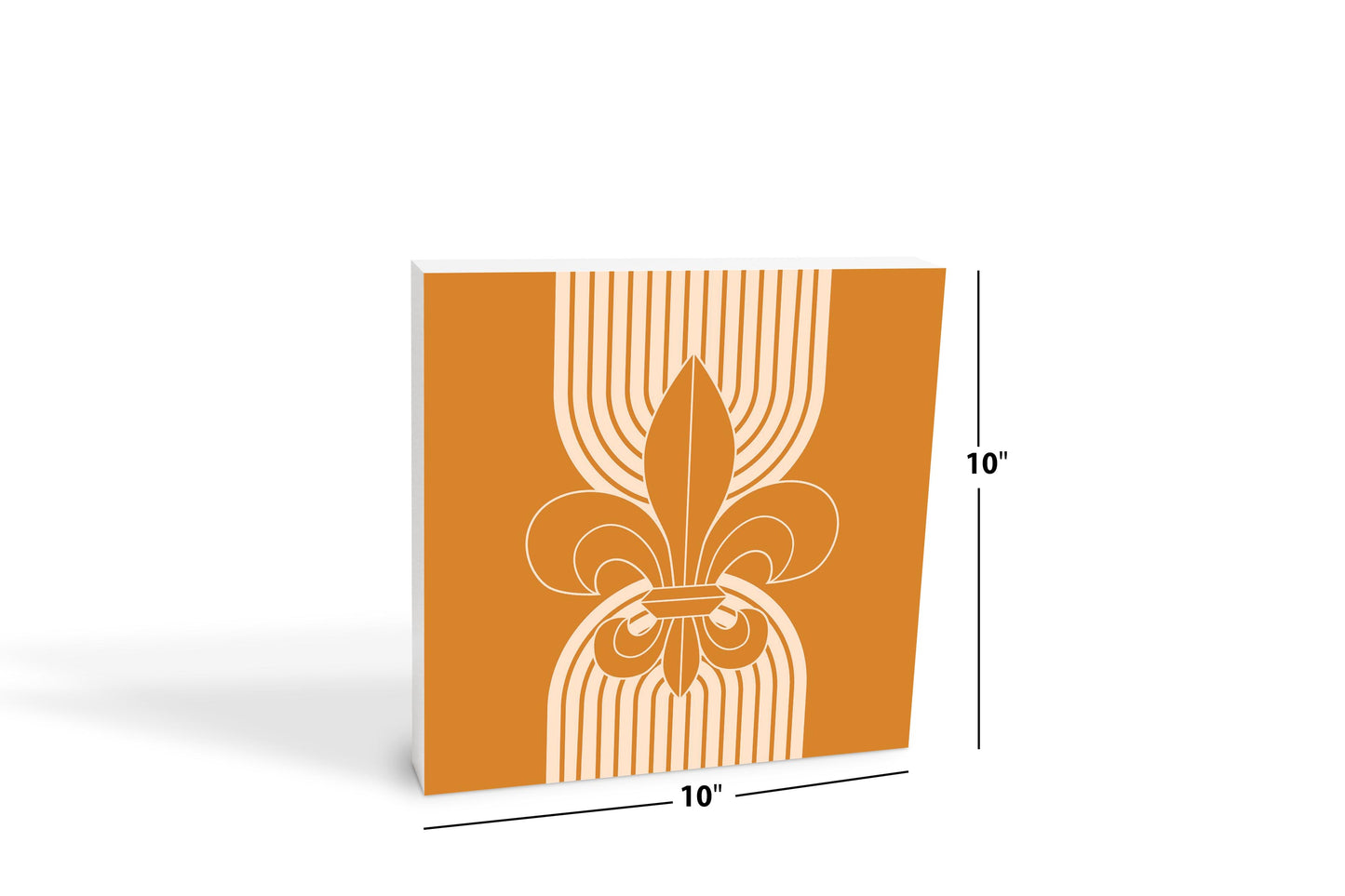 Modern Minimalist Louisiana Orange Fleu De Lis | Wood Block | Eaches | Min 2