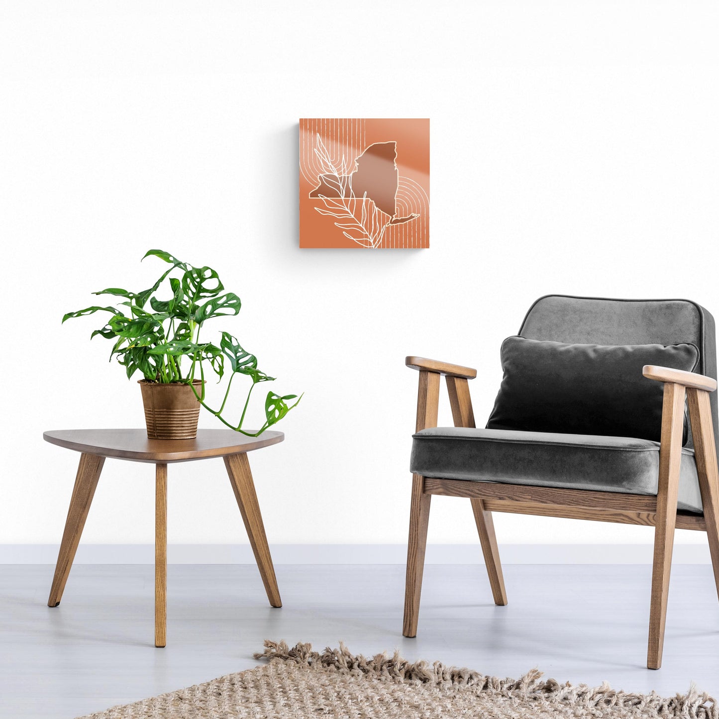Modern Minimalist New York Shape And Leaf | Hi-Def Glass Art | Eaches | Min 1