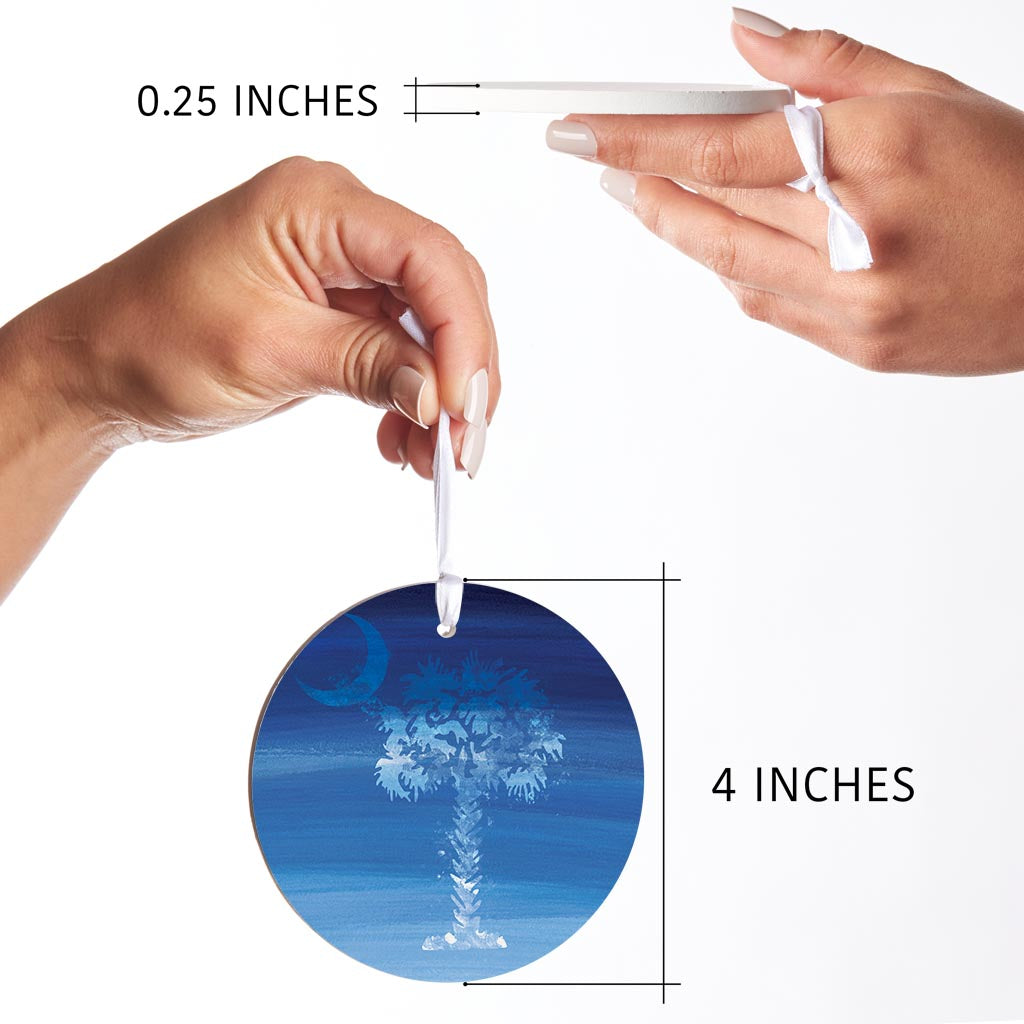 South Carolina Blue Water Color Palm Trees| Wood Ornament | Eaches | Min 6
