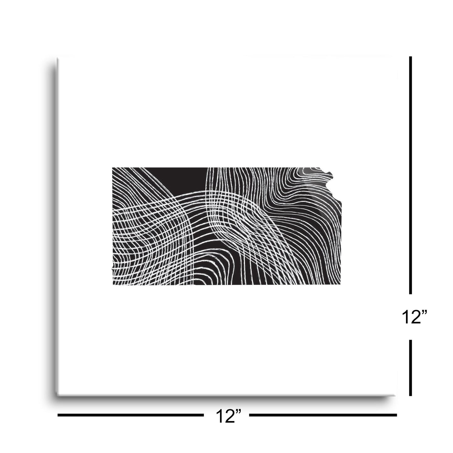 Minimalist B&W Kansas State Shape | Hi-Def Glass Art | Eaches | Min 1