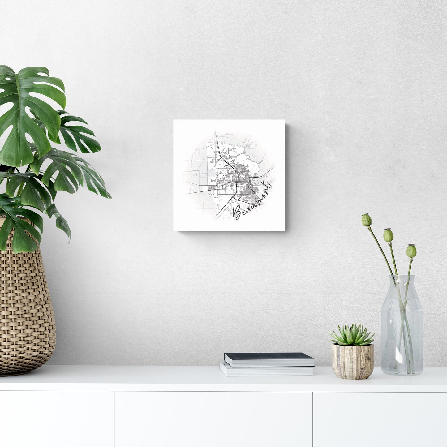 Minimalistic B&W Texas Beaumont Circle Map | Wood Sign | Eaches | Min 2