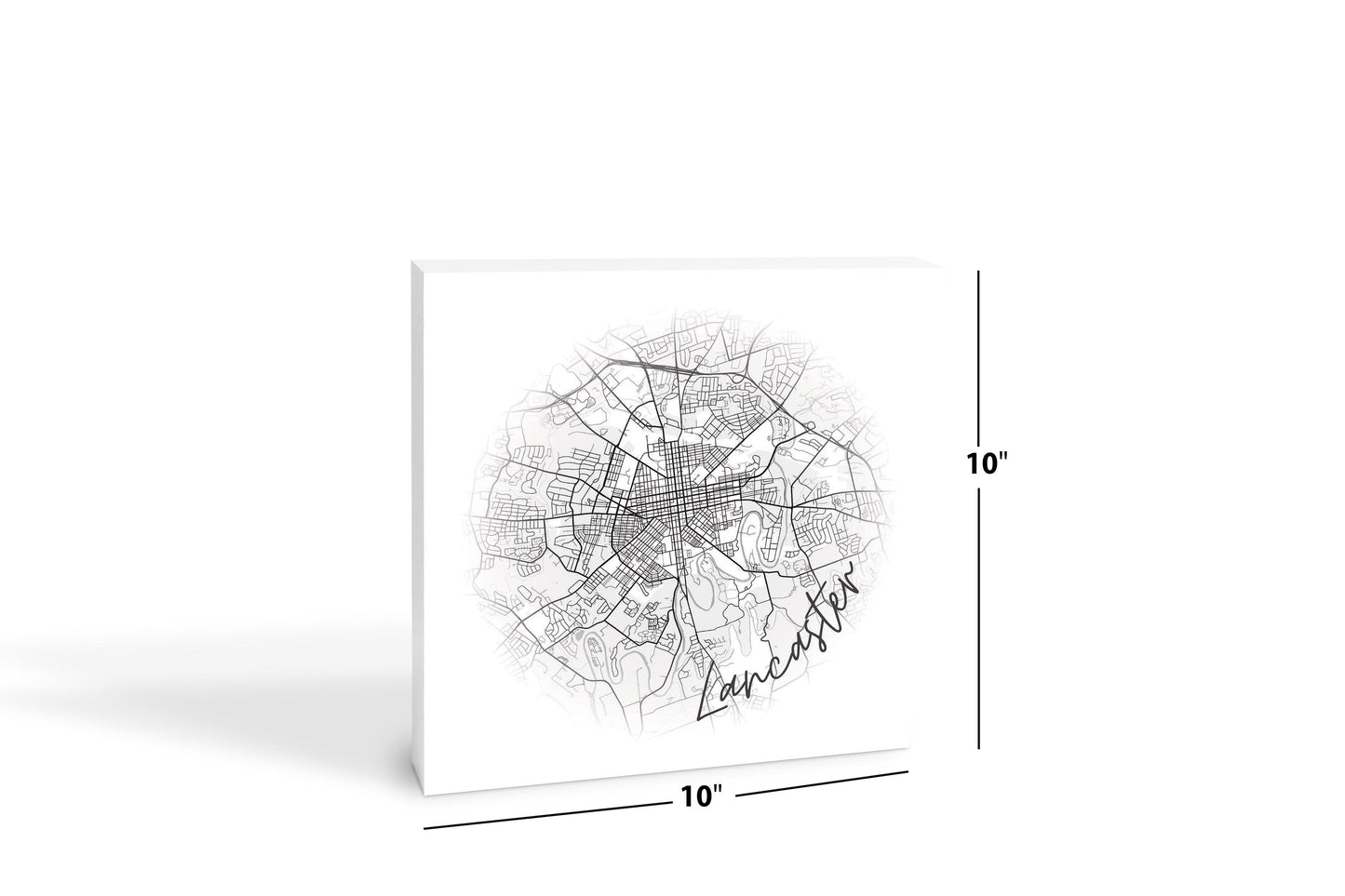Minimalistic B&W Pennsylvania Lancaster Circle Map | Wood Block | Eaches | Min 2