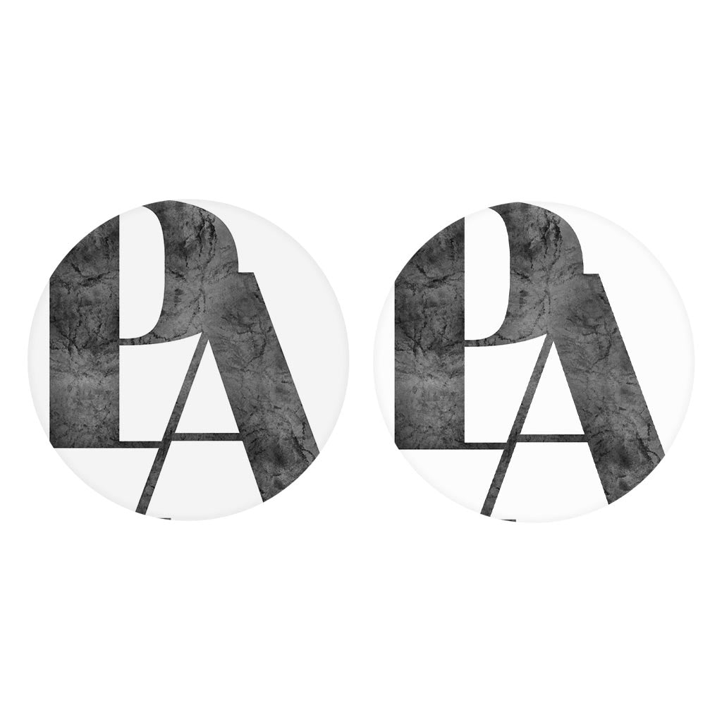 Minimalistic B&W Pennsylvania White Initials | Absorbent Car Coasters | Set of 2 | Min 4