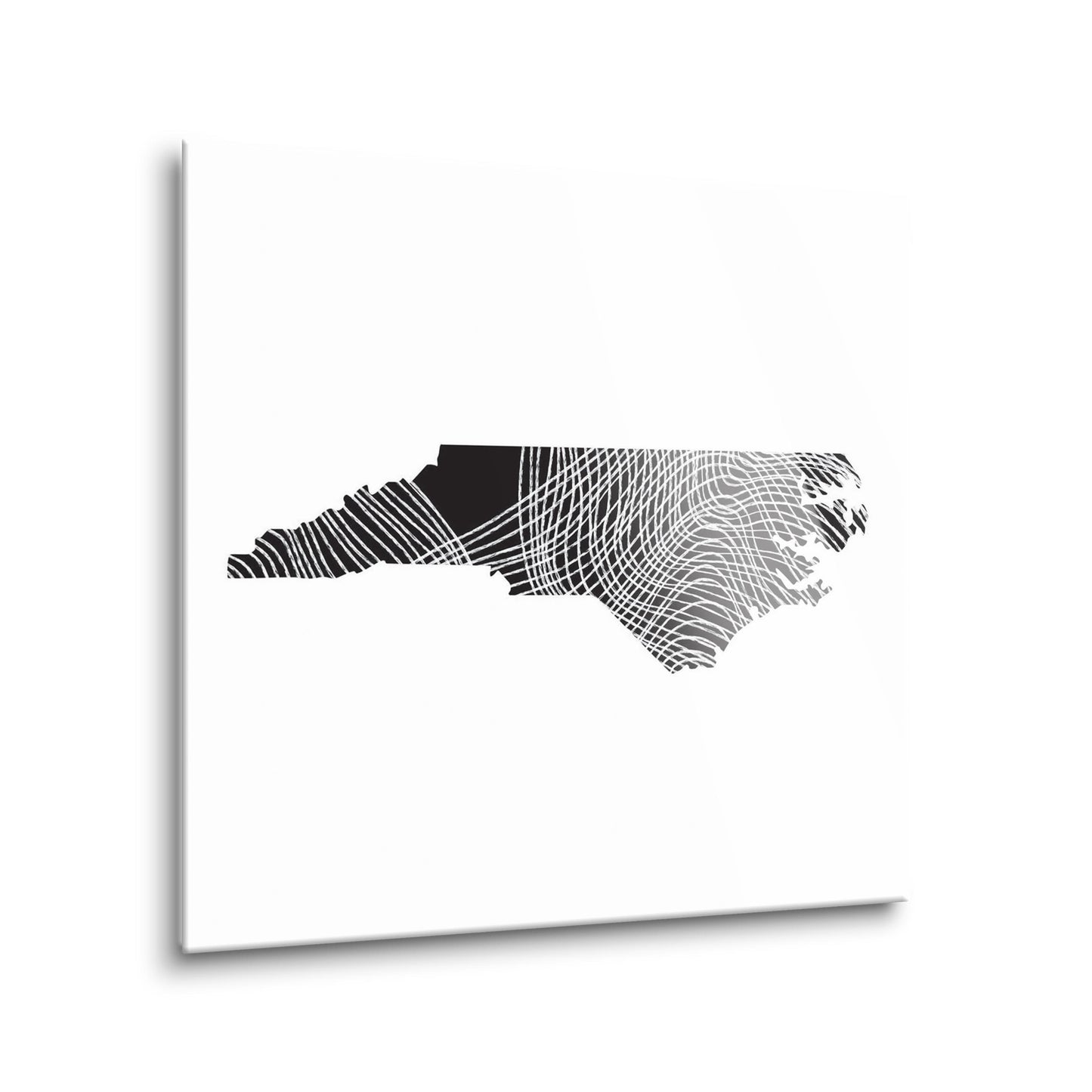 Minimalistic B&W North Carolina State Black With Fluid Lines | Hi-Def Glass Art | Eaches | Min 2