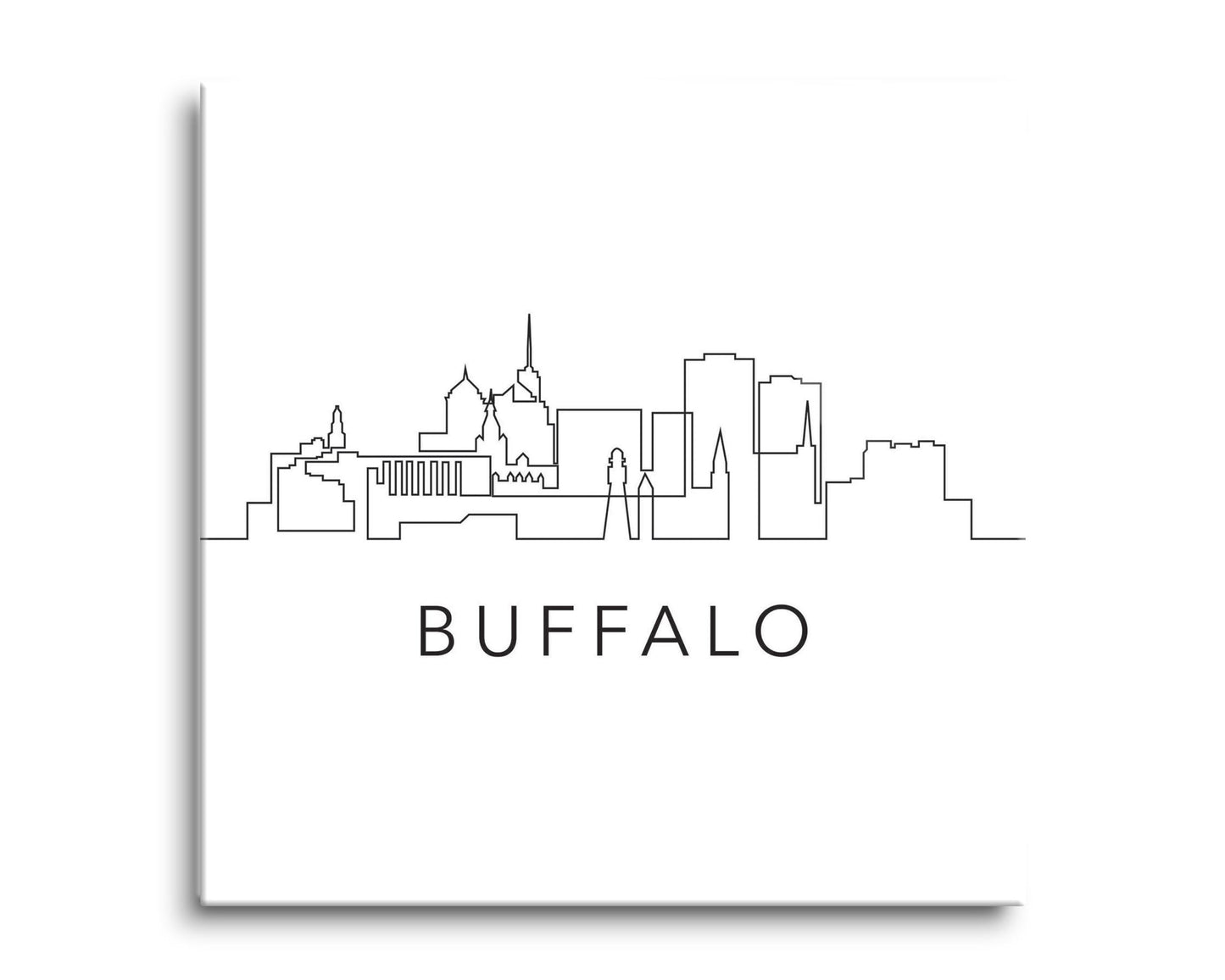 Minimalistic B&W New York Buffalo Skyline | Hi-Def Glass Art | Eaches | Min 2