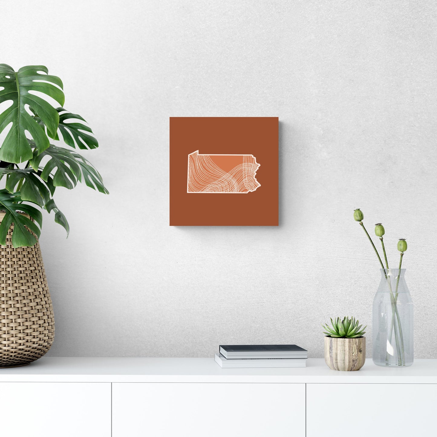 Modern Minimalist Pennsylvania State Lines Dark | Wood Sign | Eaches | Min 2