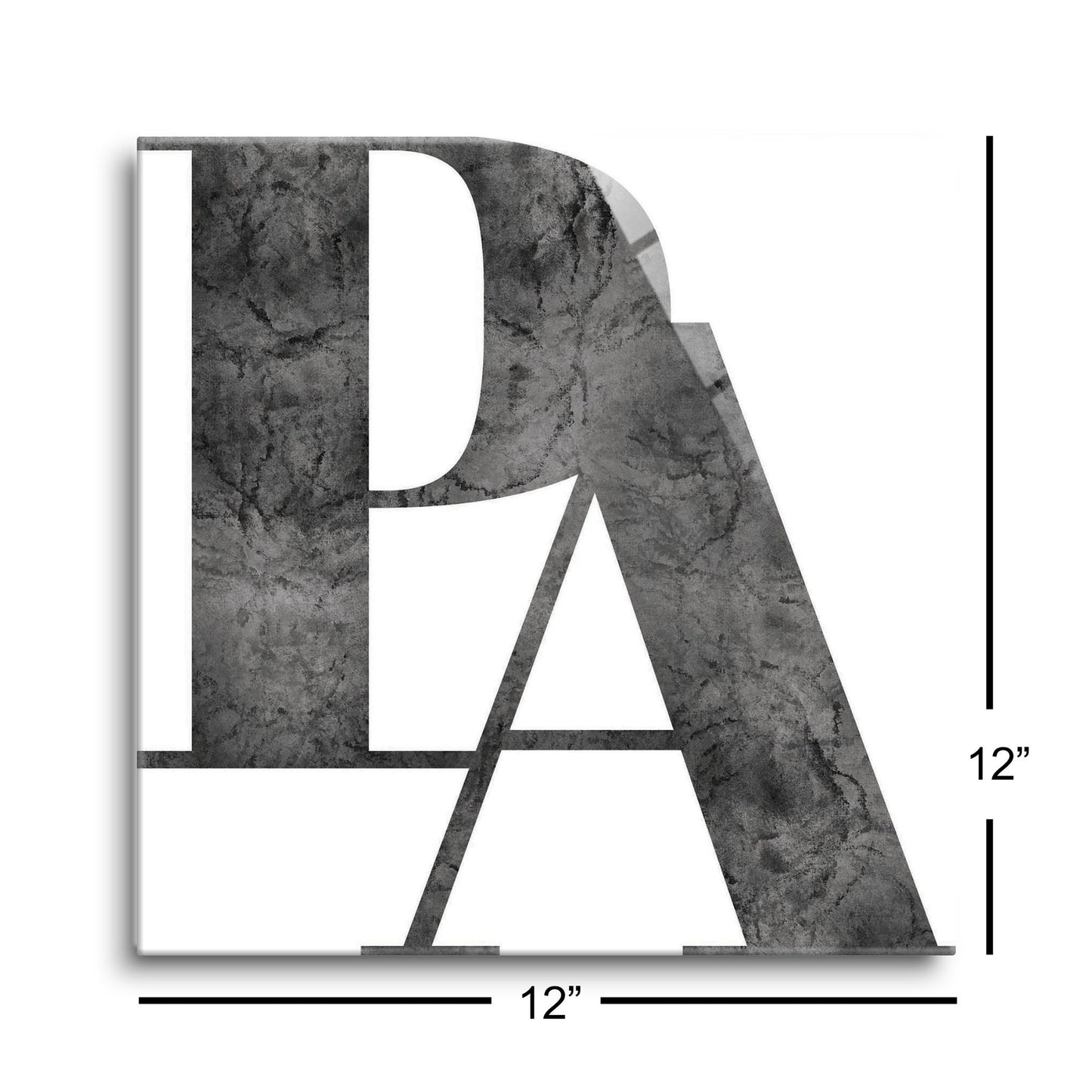 Minimalistic B&W Pennsylvania White Initials | Hi-Def Glass Art | Eaches | Min 1