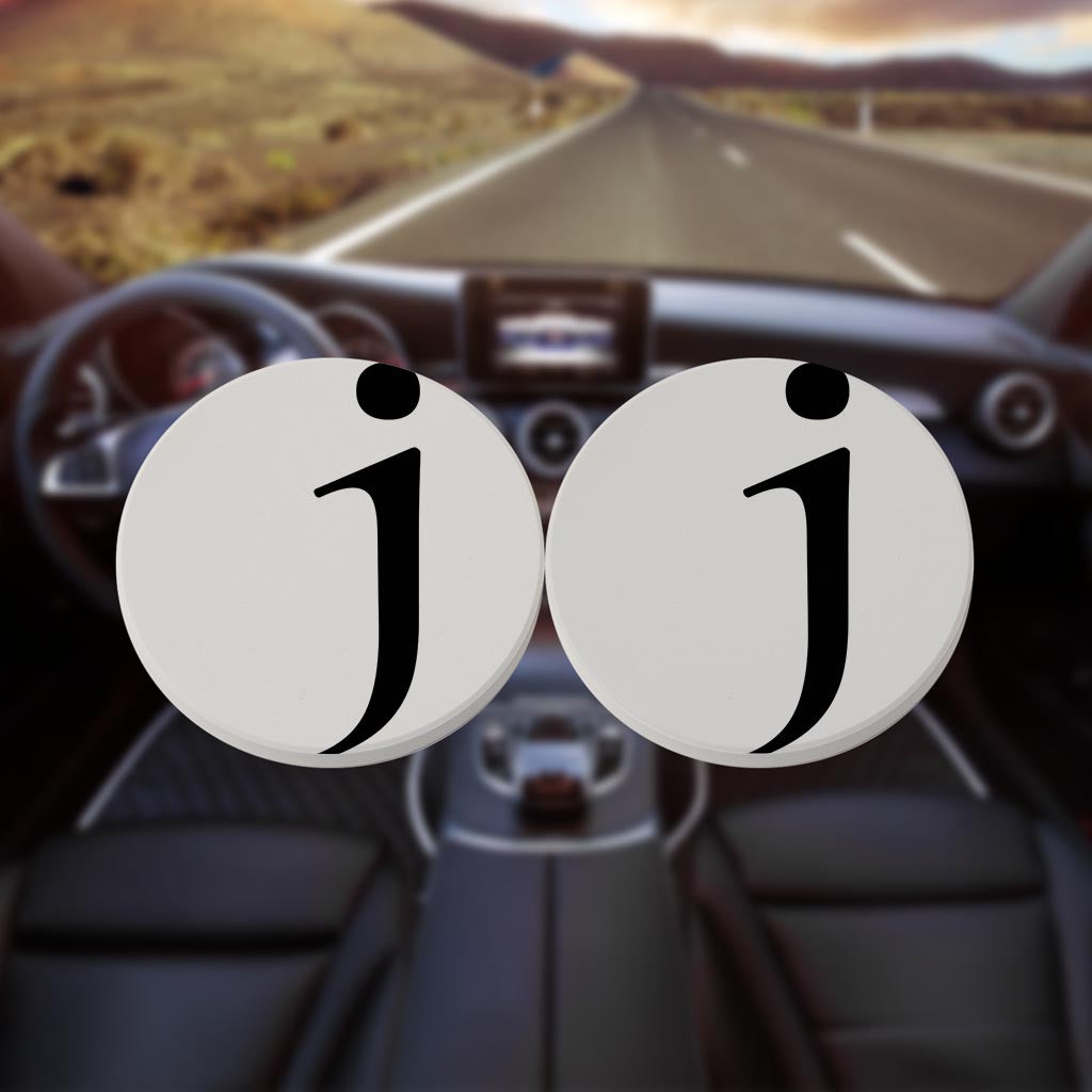Minimalist Monogram J Circle| Absorbent Car Coasters | Set of 2 | Min 4