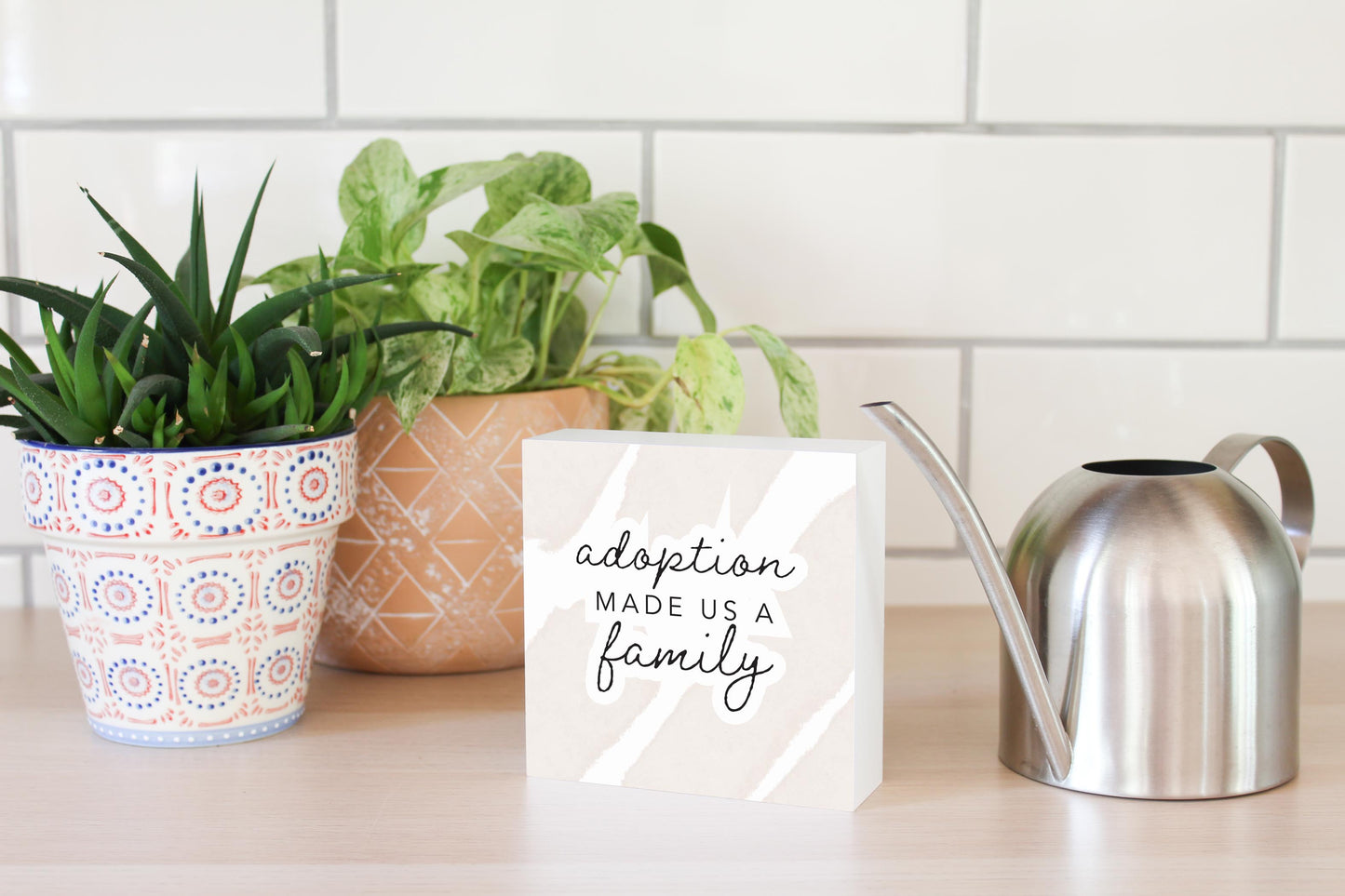 Modern Minimalist Mothers Day Adoption | Wood Block | Eaches | Min 4