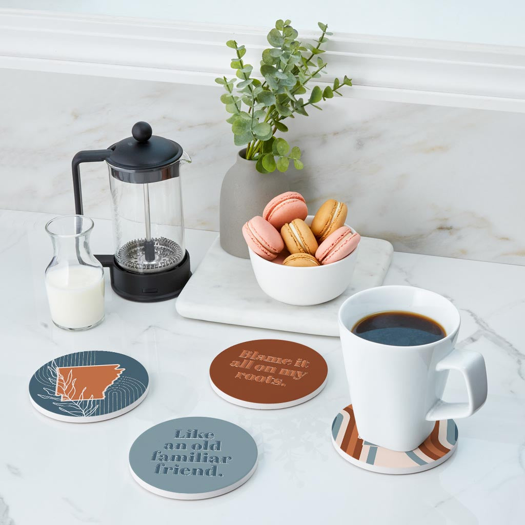 Modern Minimalist Arkansas State Shape Sayings | Absorbent Coasters | Set of 4 | Min 2