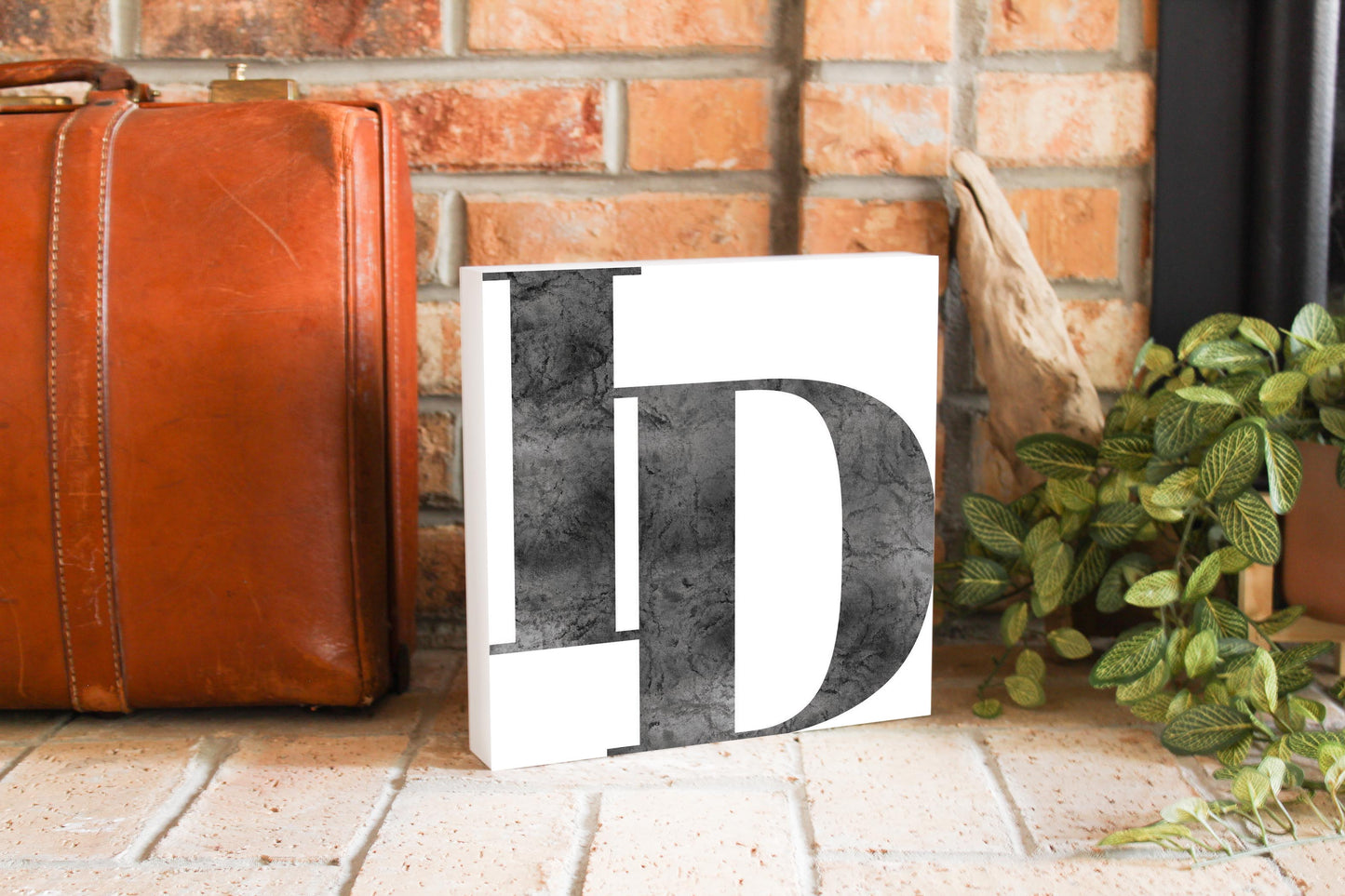 Minimalist B&W Idaho White Initials | Wood Block | Eaches | Min 2
