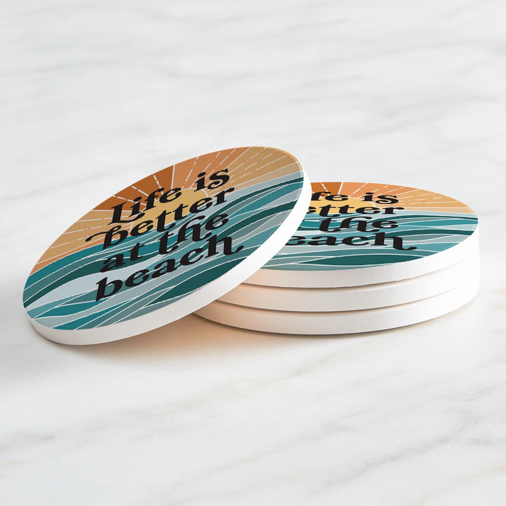 Life Is Better At The Beach| Absorbent Coasters | Set of 4 | Min 2