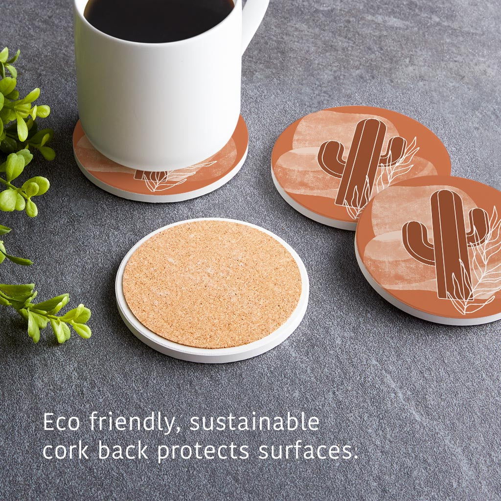 Modern Minimalist Texas Cactus | Absorbent Coasters | Set of 4 | Min 2