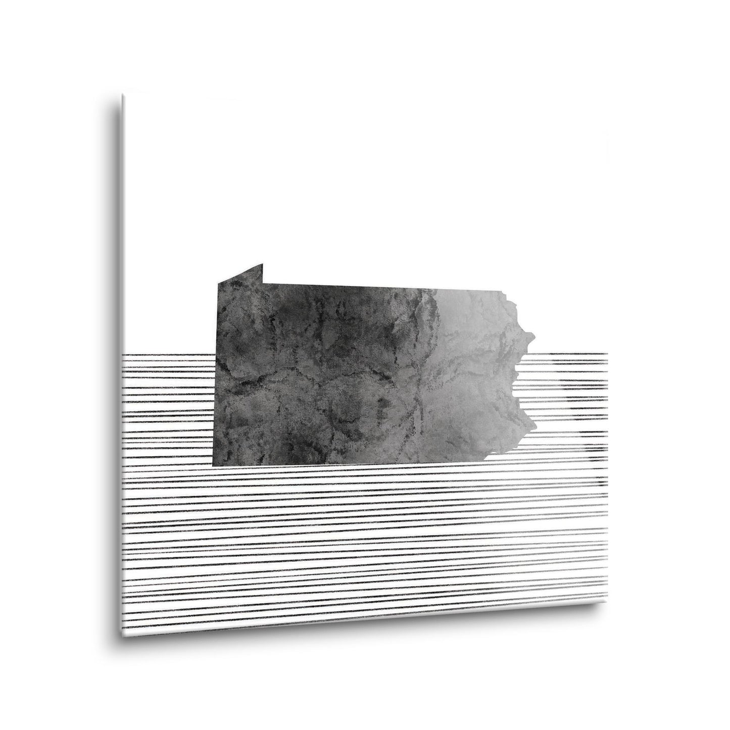 Minimalistic B&W Pennsylvania Shape Straight Lines | Hi-Def Glass Art | Eaches | Min 1