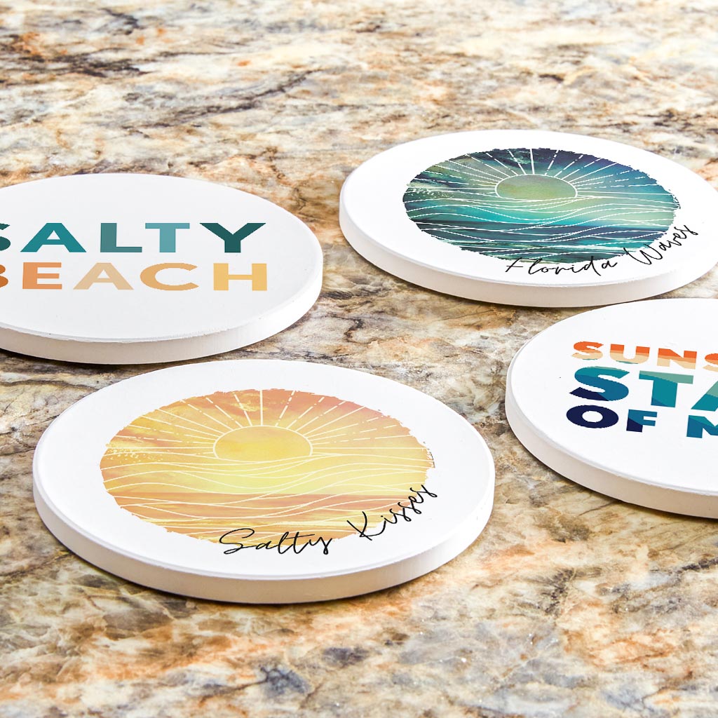 Florida Minimalistic Sayings | Absorbent Coasters | Set of 4 | Min 2