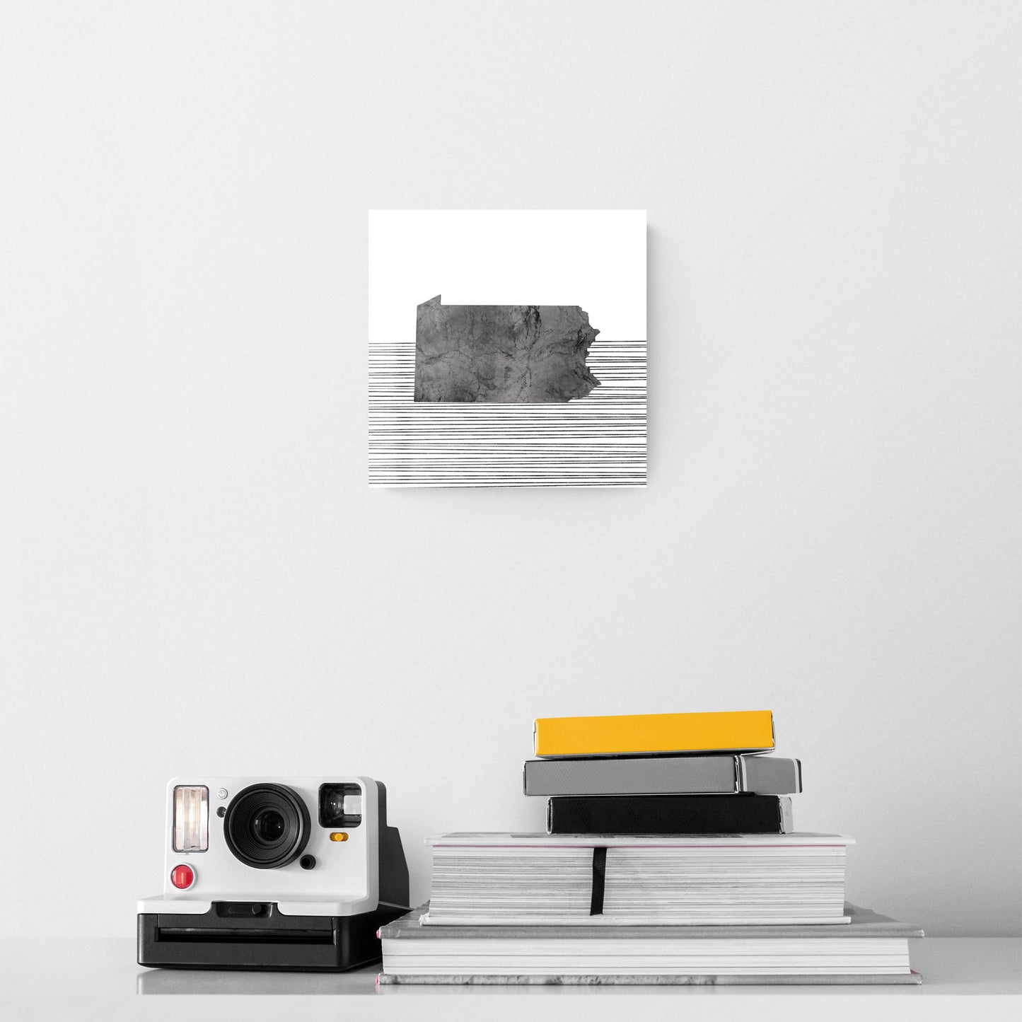 Minimalistic B&W Pennsylvania Shape Straight Lines | Hi-Def Glass Art | Eaches | Min 2
