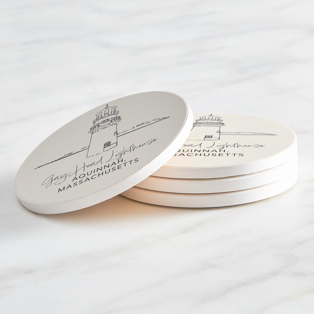 Gay Head Lighthouse | Absorbent Coasters | Set of 4 | Min 2