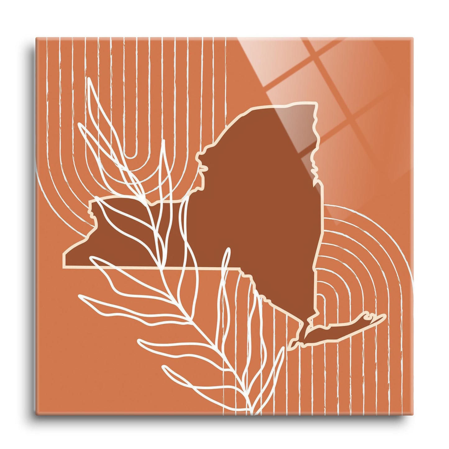 Modern Minimalist New York Shape And Leaf | Hi-Def Glass Art | Eaches | Min 1