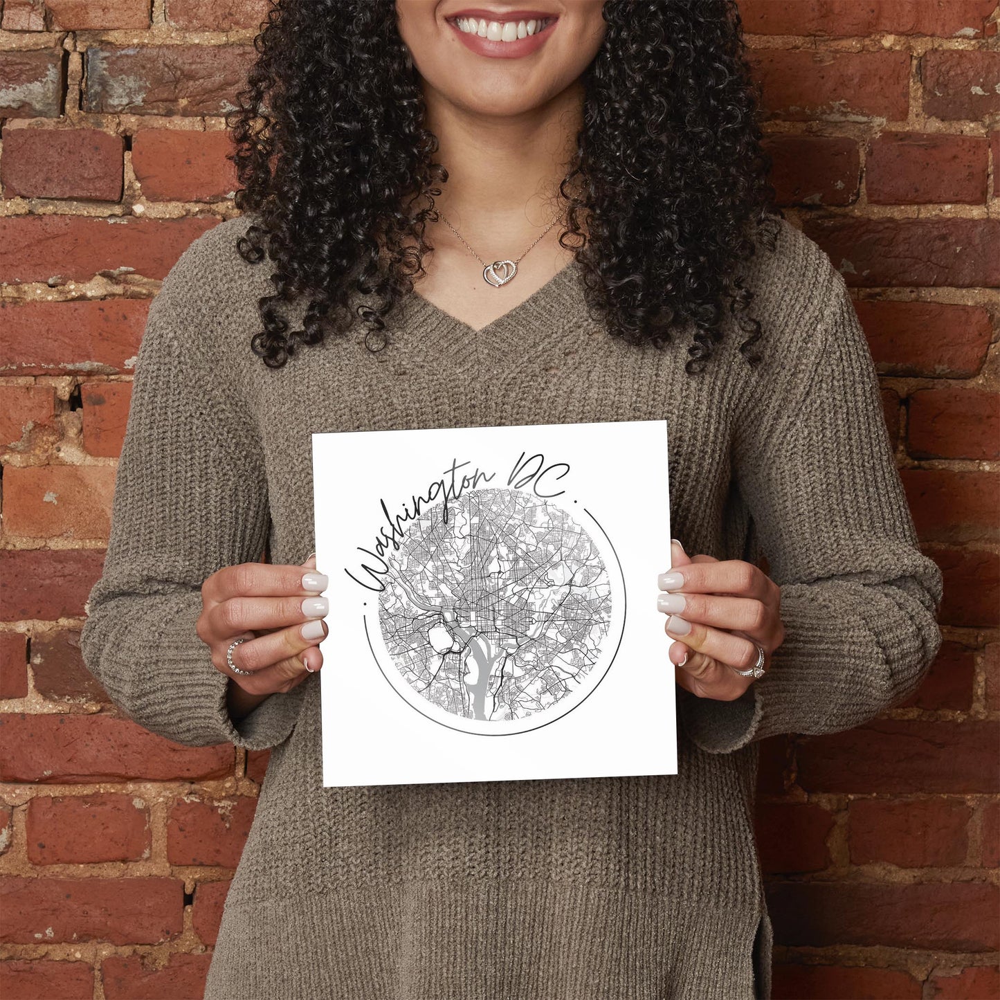 Minimalistic B&W Washington Dc Circle Map | Hi-Def Glass Art | Eaches | Min 2