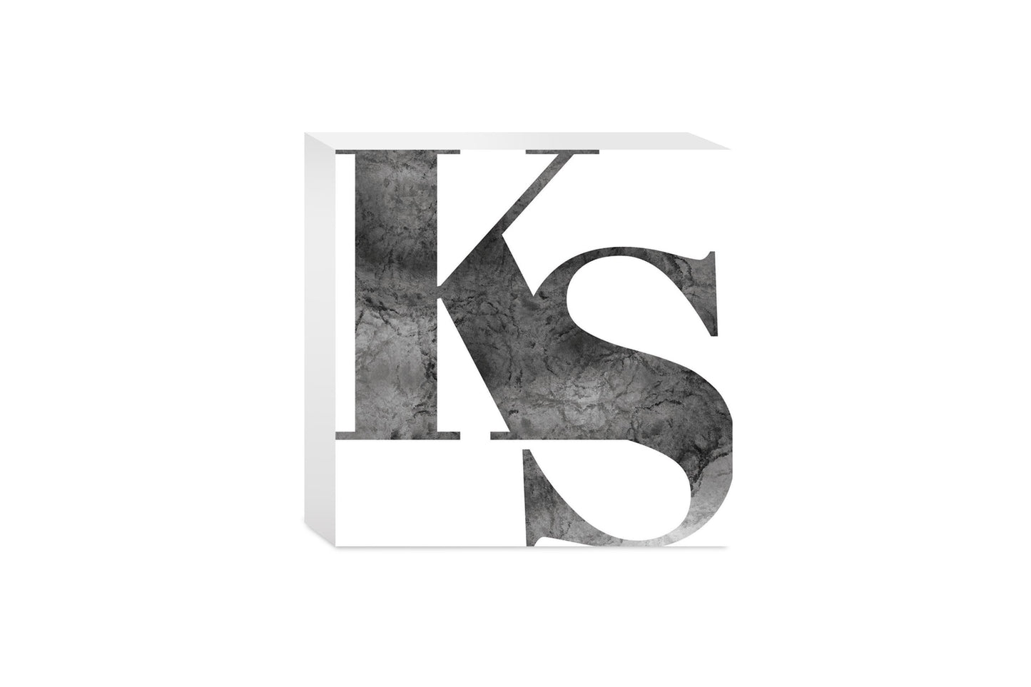 Minimalist B&W Kansas White Initials | Wood Block | Eaches | Min 4