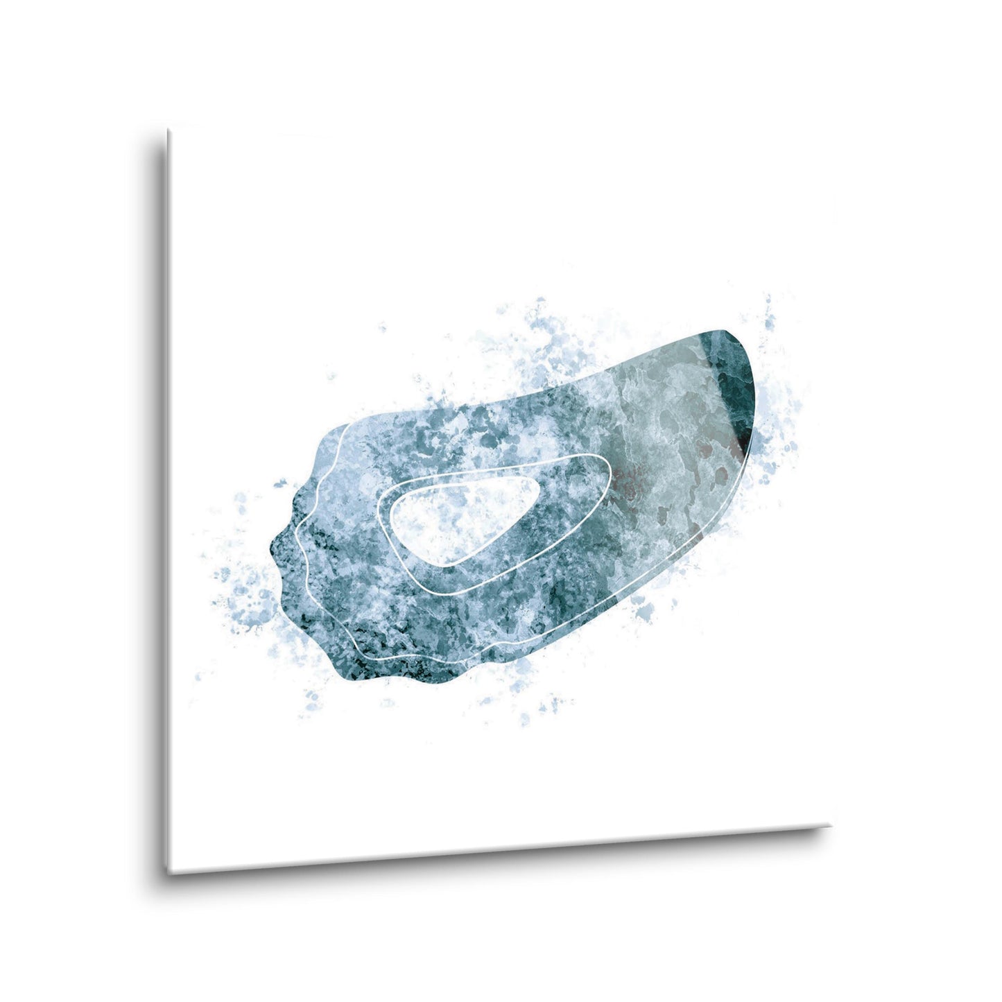 Blue White Water Color Oyster | Hi-Def Glass Art | Eaches | Min 2