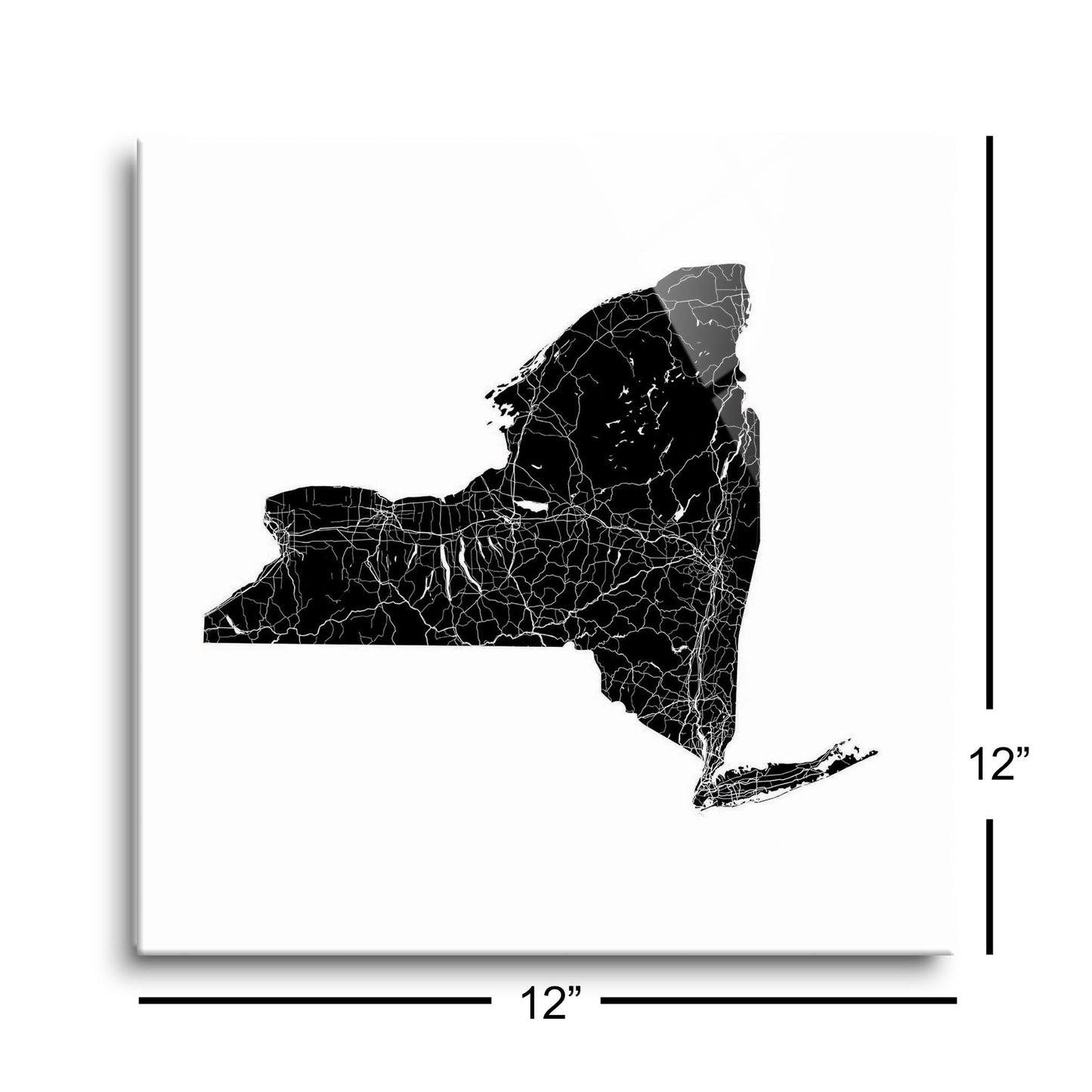 Minimalistic B&W New York State With Map | Hi-Def Glass Art | Eaches | Min 1