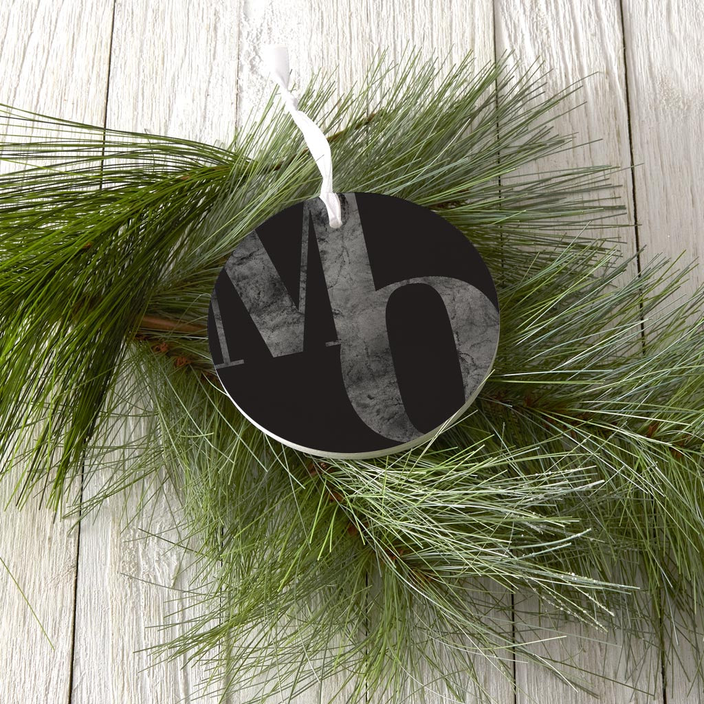 Minimalist B&W Missouri Black Initials| Wood Ornament | Eaches | Min 6