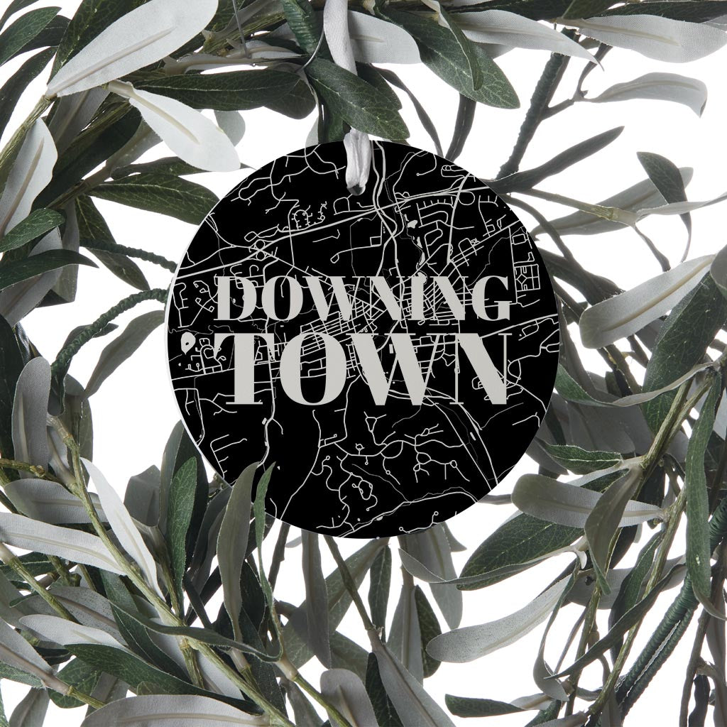 Minimalistic B&W Pennsylvania Downingtown Map | Wood Ornament | Eaches | Min 6