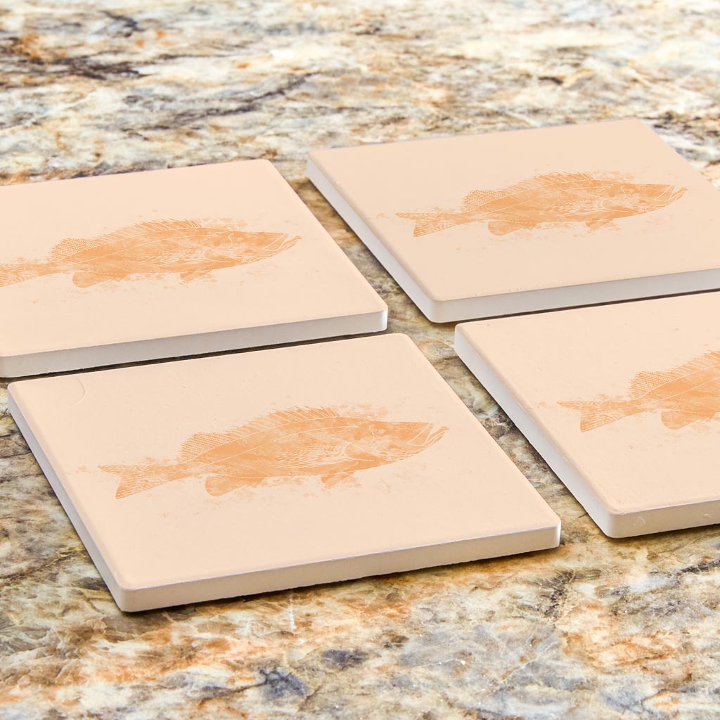 Louisiana Colorful Water Color Red Fish | Absorbent Coasters | Set of 4 | Min 2