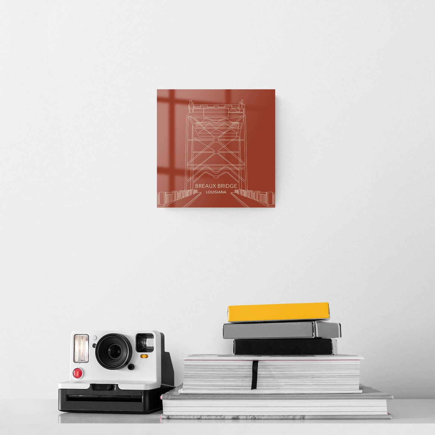 Modern Minimalist Louisiana Breaux Bridge Line Drawing | Hi-Def Glass Art | Eaches | Min 2