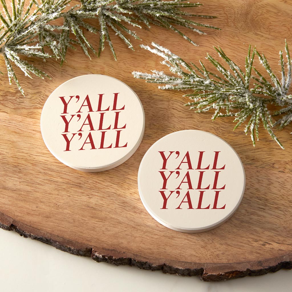Modern Minimalist Texas Colors Yall| Absorbent Car Coasters | Set of 2 | Min 4
