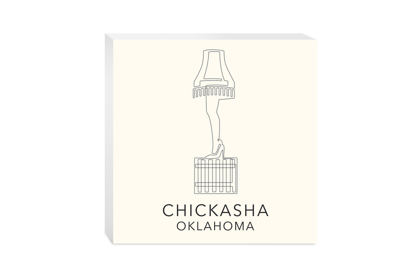 Modern Minimalist Oklahoma Chickasha Leg Lamp | Wood Block | Eaches | Min 2