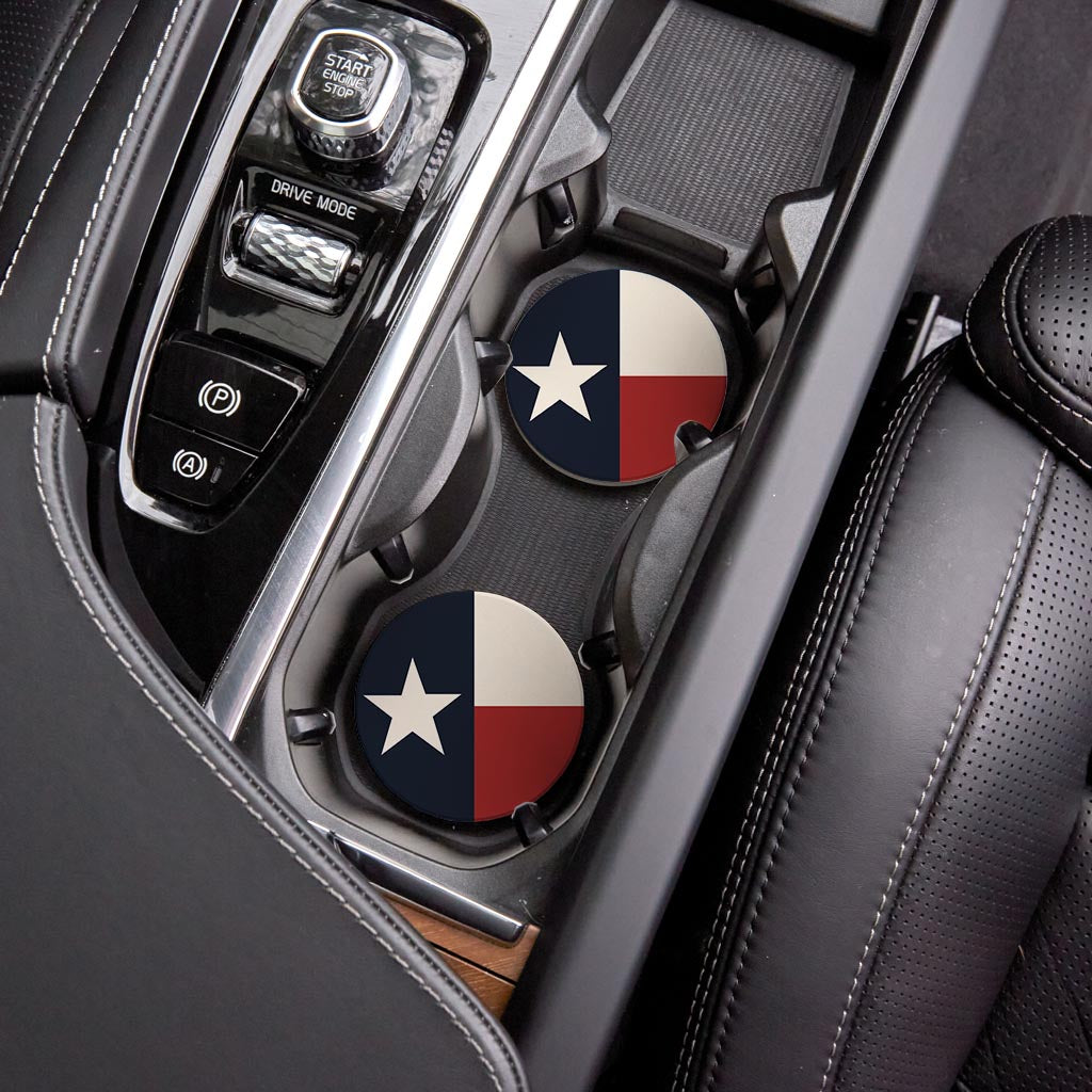 Modern Minimalist Texas Colors Flag | Absorbent Car Coasters | Set of 2 | Min 4