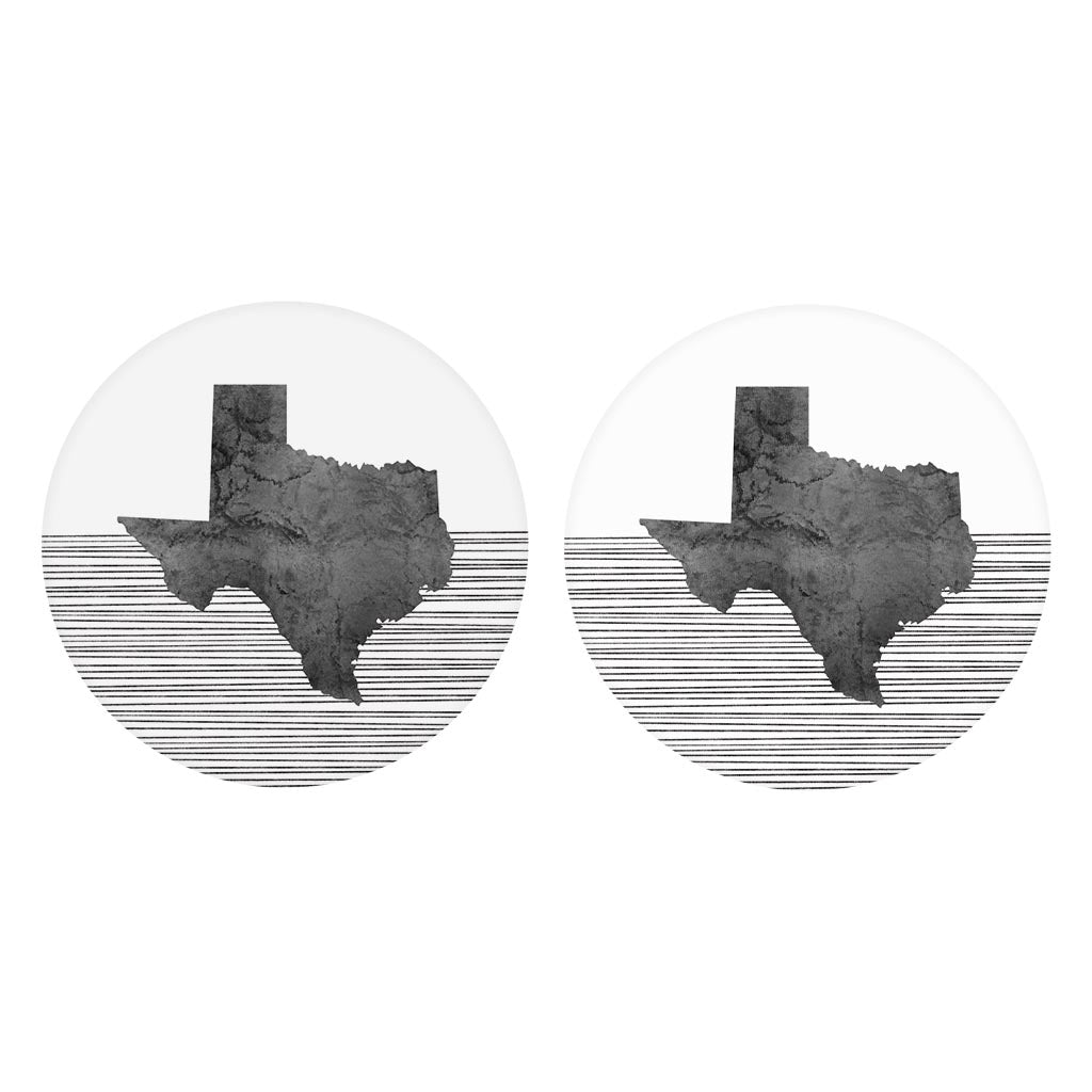 Modern Texas State Shape With Straight Lines | Absorbent Car Coasters | Set of 2 | Min 4