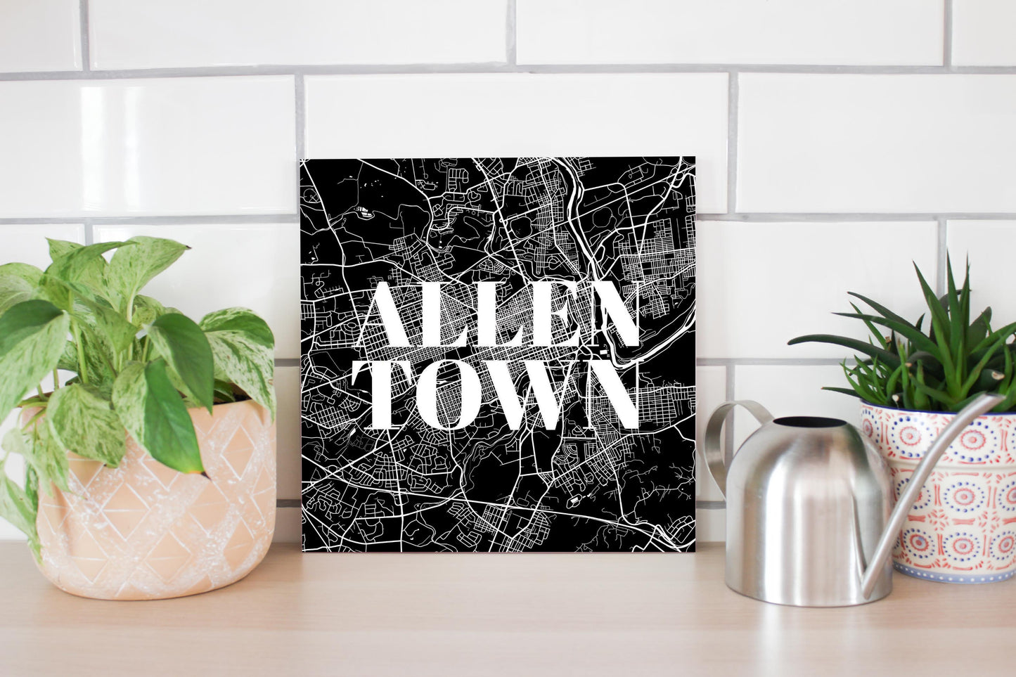 Minimalistic B&W Pennsylvania Allentown Map | Wood Sign | Eaches | Min 2