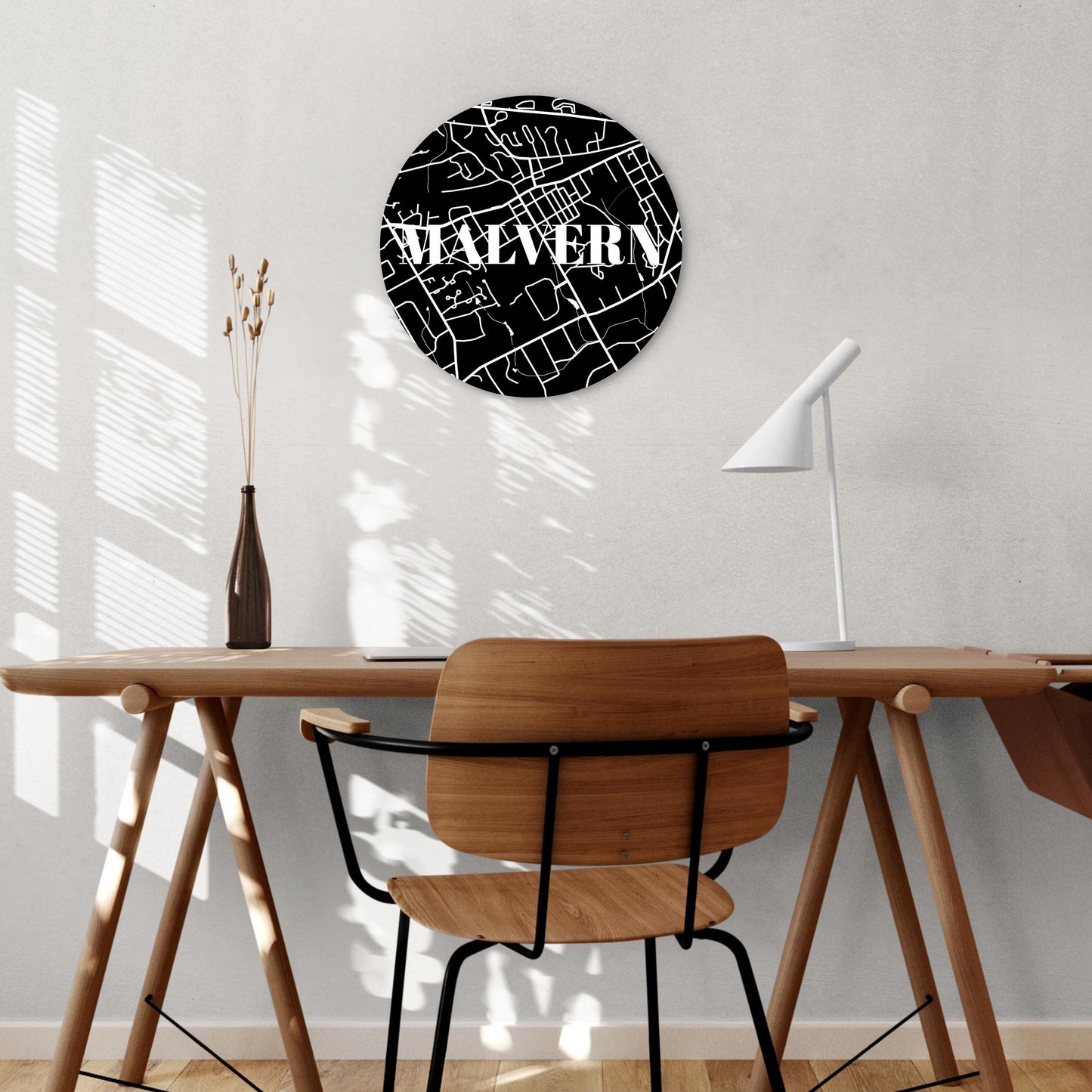 Minimalistic B&W Pennsylvania Malvern Map | Wood Sign | Eaches | Min 1