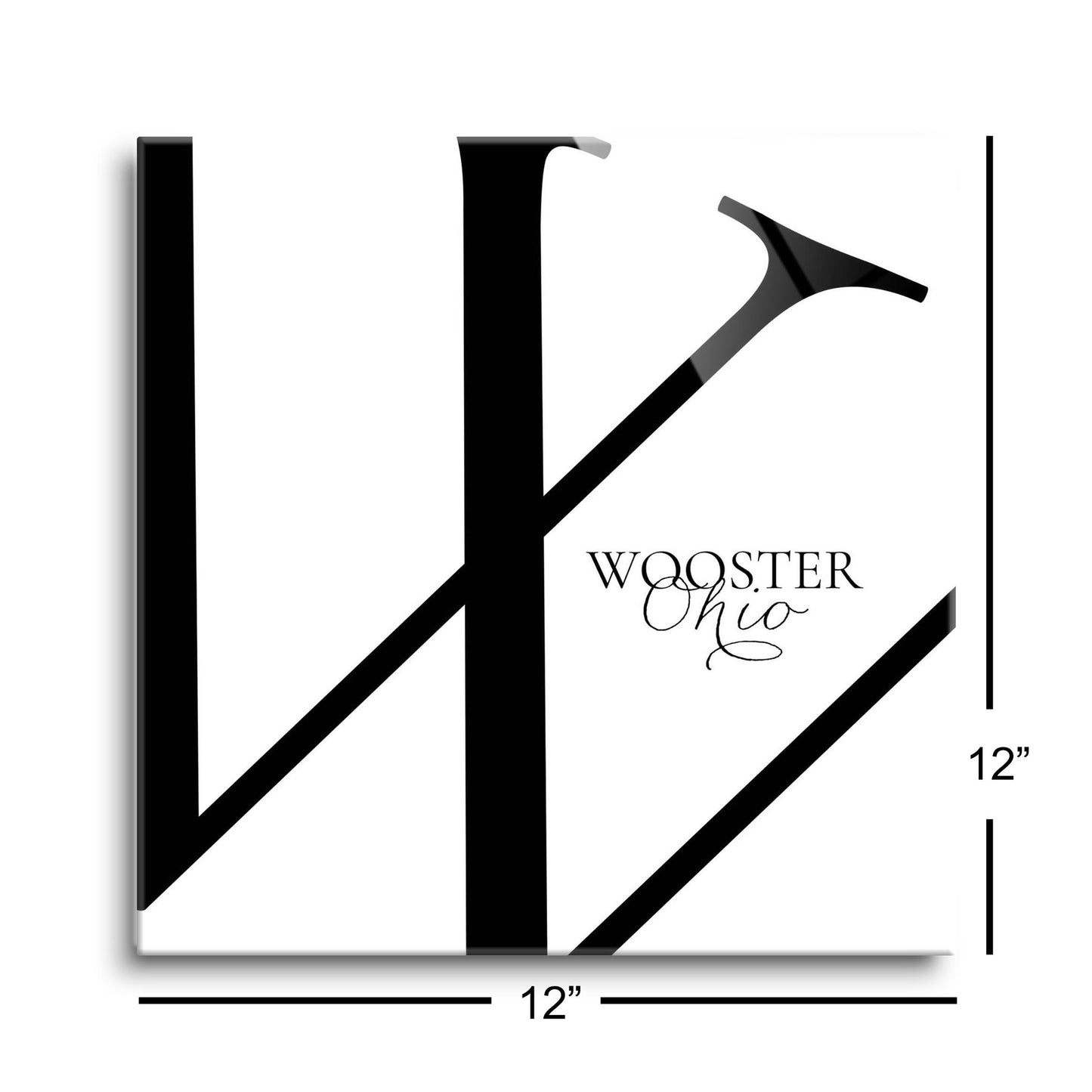 Wooster Oh Minimal Monogram | Hi-Def Glass Art | Eaches | Min 1