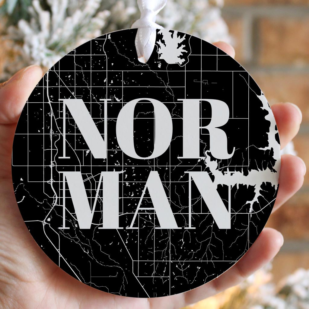 Modern Oklahoma Norman Map | Wood Ornament | Eaches | Min 6