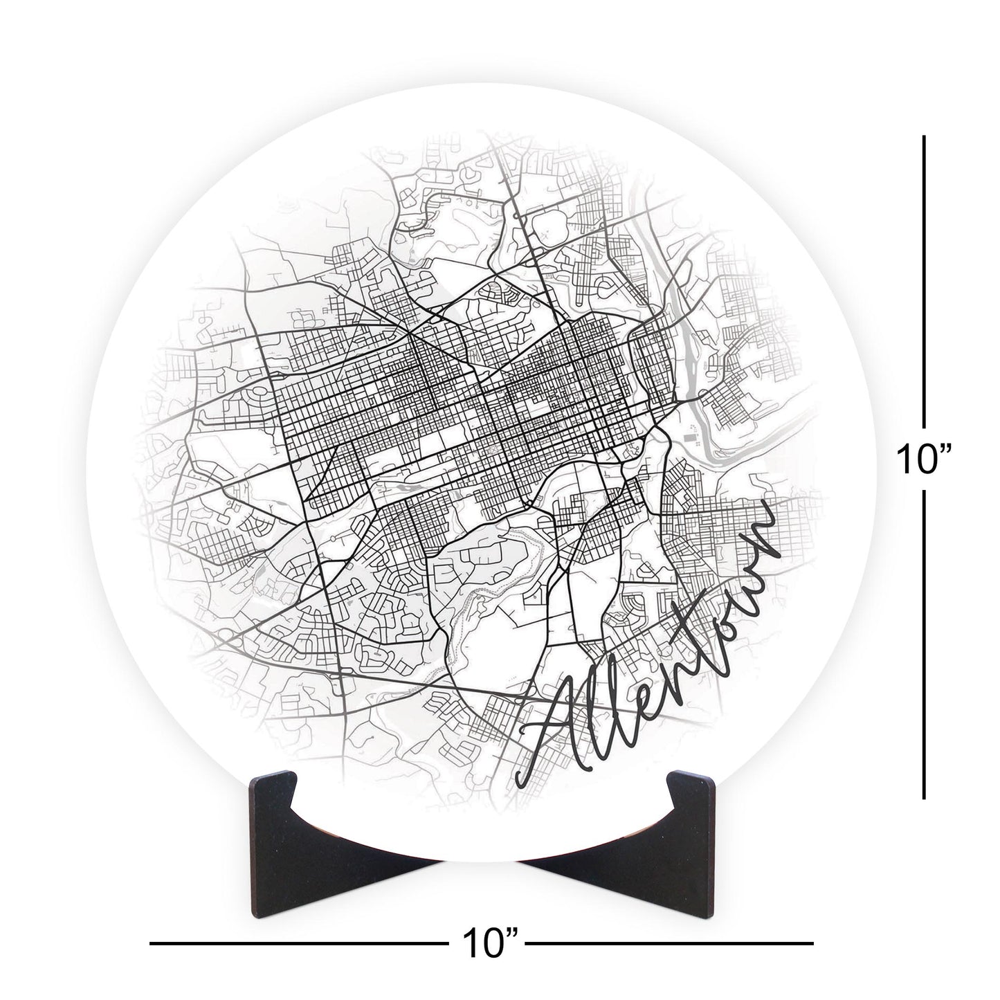 Minimalistic B&W Pennsylvania Allentown Circle Map | Wood Sign | Eaches | Min 1