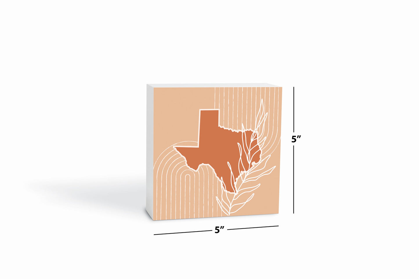 Modern Minimalist Texas State Shape With Leaf | Wood Block | Eaches | Min 4