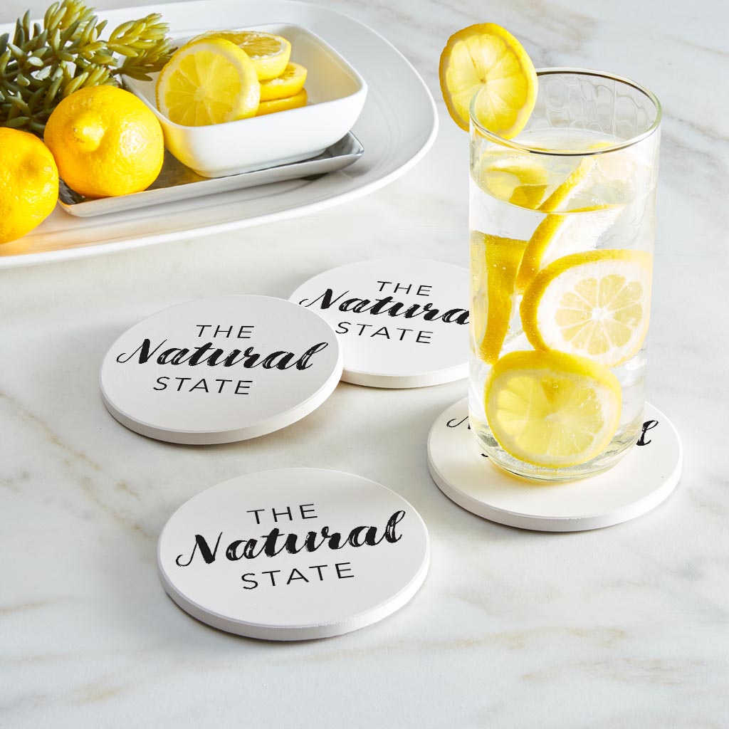 B&W Minimalist Arkansas The Natural State | Absorbent Coasters | Set of 4 | Min 2