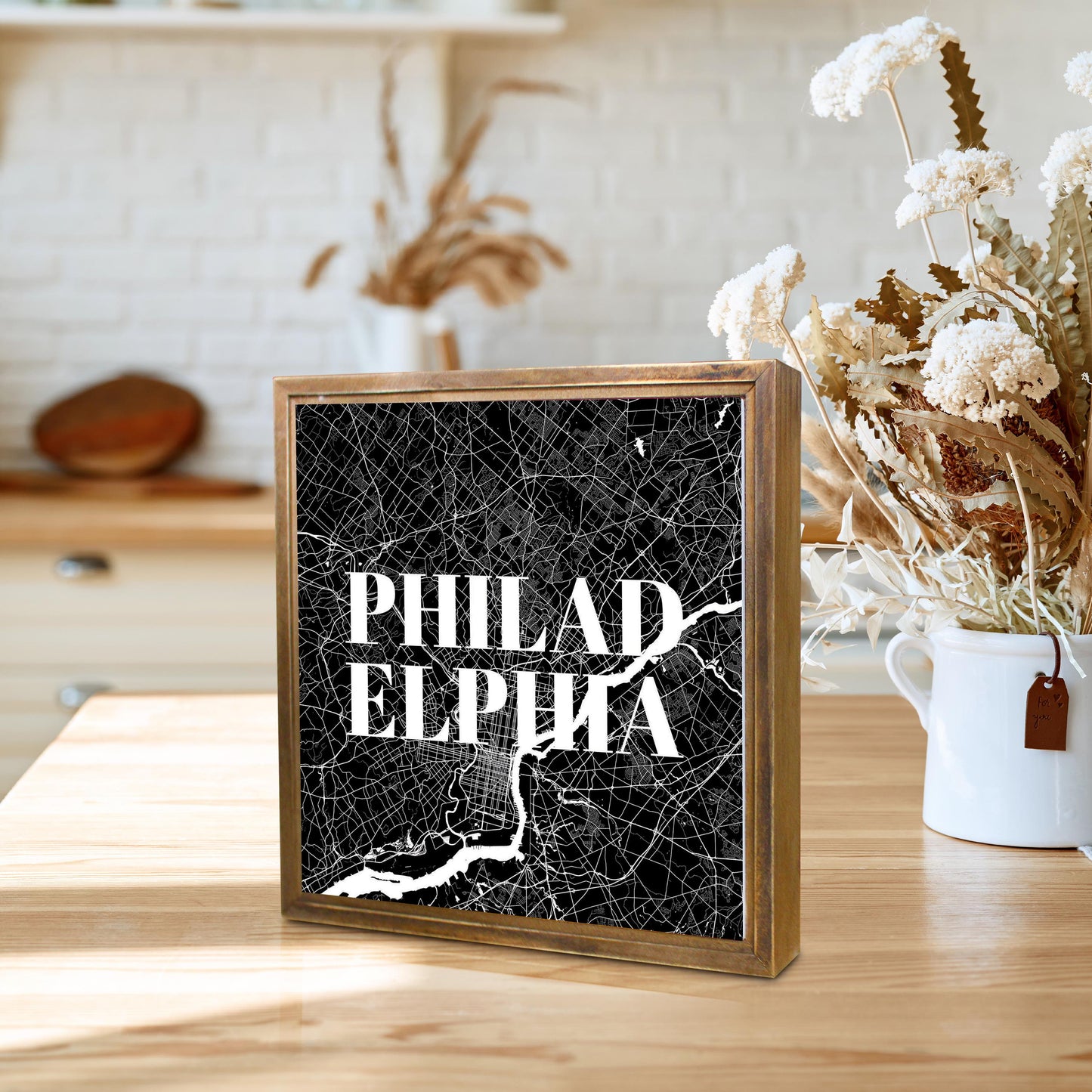 Minimalistic B&W Pennsylvania Philadelphia Map | Wood Sign | Eaches | Min 1