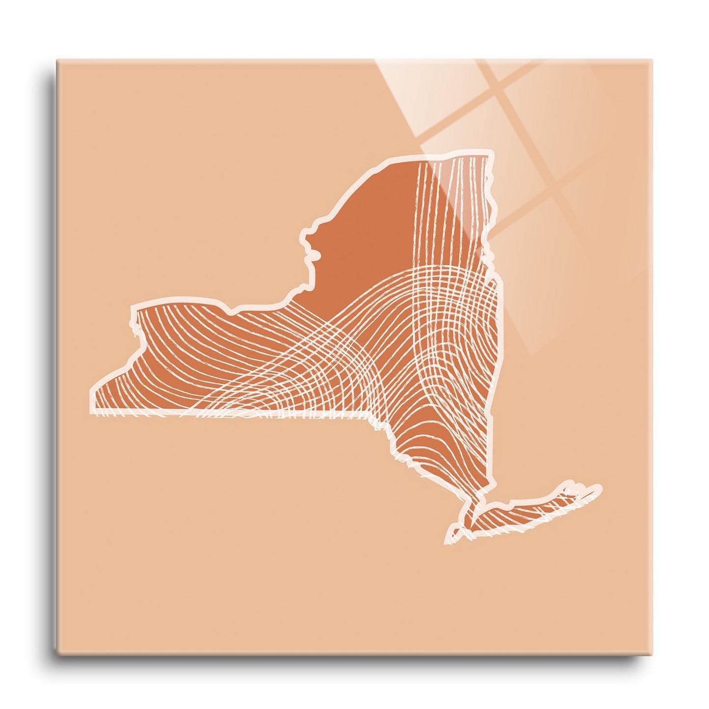 Modern Minimalist New York State Fluid Lines Light | Hi-Def Glass Art | Eaches | Min 1